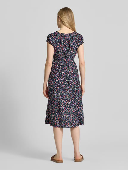 Apricot midi-jurk in all-over look Marineblauw - 5