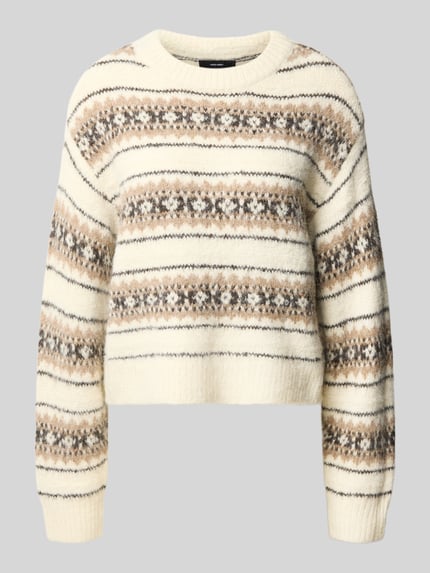 VERO MODA Pullover mit überschnittenen Schultern Beige Melange 2
