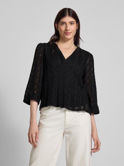 VILA Regular Fit Bluse mit V-Ausschnitt Modell 'LUMENA' Black 4