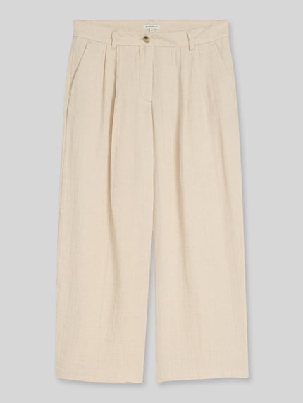 Tom Tailor straight leg culotte van mix van katoen en linnen Zand - 2