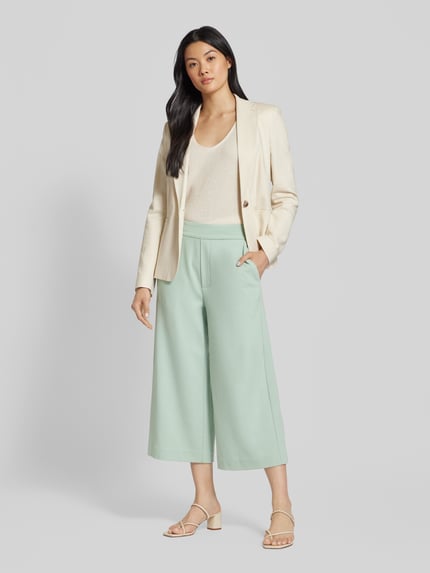 mbyM Flared stoffen broek met verkorte pasvorm, model 'Thorn' Lindegroen - 1
