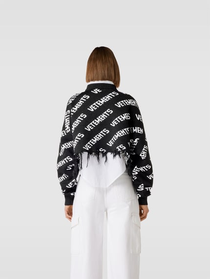 VETEMENTS Pullover met all-over logo Zwart - 5
