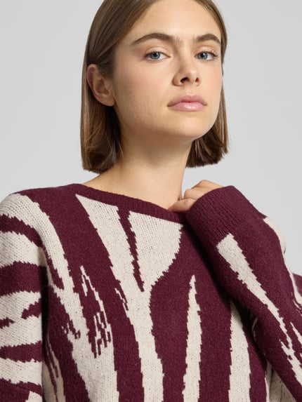 Karo Kauer Oversized Strickpullover mit Woll-Anteil Pflaume 3
