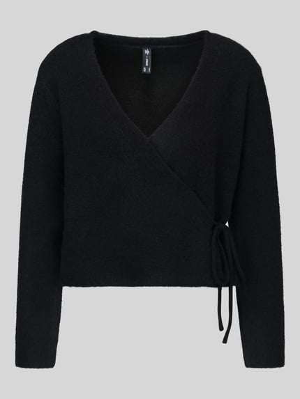 Produktfoto, Relaxed Fit Strickjacke mit Wool-Anteil Modell 'LIVA' von ONLY, schwarze Farbe, weiche Textur, Damen Strickjacke von ONLY