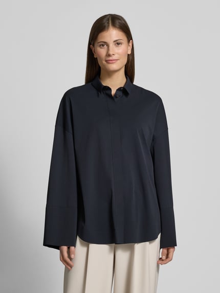 MM by Max Mara Relaxed Fit Bluse mit überschnittenen Schultern Modell 'PATELLA' Dunkelblau 4