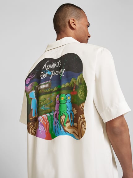ISNURH Vrijetijdsoverhemd met labeldetail Offwhite - 3