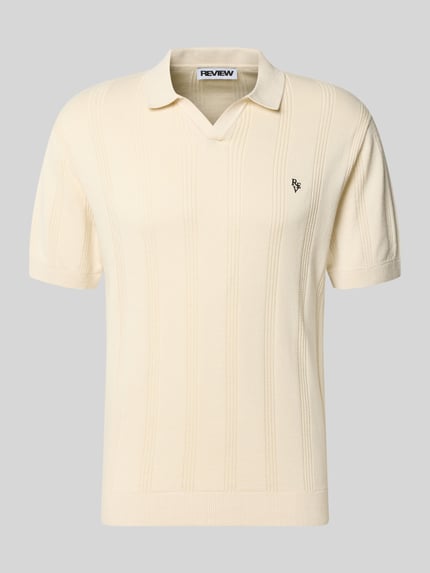 Produktfoto, Regular Fit poloshirt met logostitching van REVIEW in crème, puur katoen, heren, met korte mouwen, ruglengte maat M 56 cm
