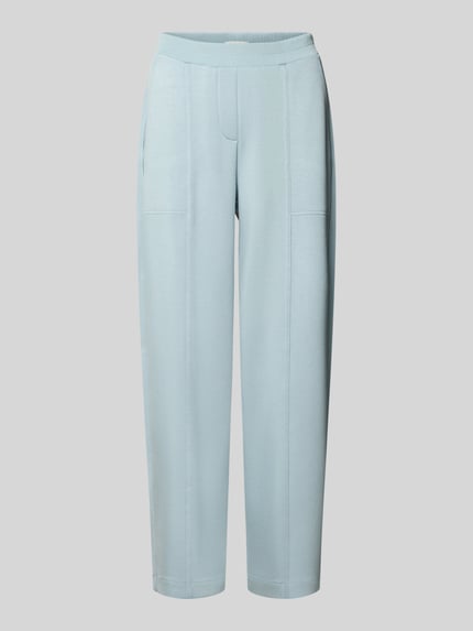 Produktfoto, Regular Fit Sweathose mit Teilungsnähten von OPUS in Hellblau, unifarben, strukturierte Jersey-Oberfläche, Barrel Fit, 7/8-Länge