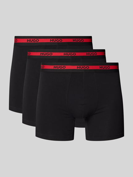 Produktfoto, Boxershorts mit elastischem Logo-Bund im 3er-Pack von HUGO im Unifarbenes-Design mit elastischer Logo-Bund, Baumwoll-Elasthan-Mix, körpernaher Schnitt