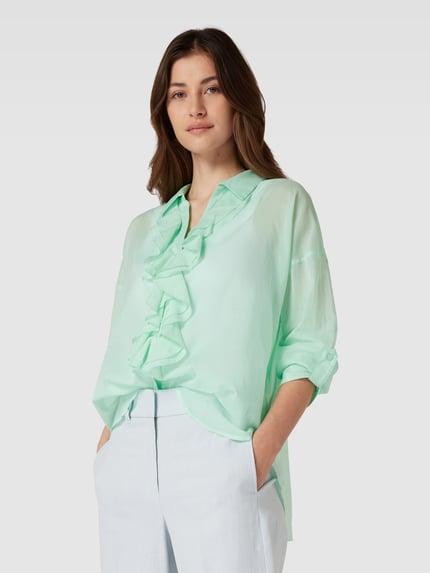 MOS MOSH Blouseshirt met V-hals, model 'Jelena' Lichtturquoise - 4