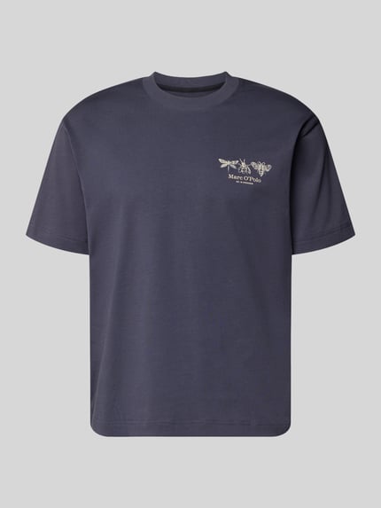 Produktfoto, Relaxed Fit T-Shirt aus reiner Baumwolle von Marc O'Polo, Optik: Unifarben, Regular-Fit, Jersey, Label-Print, Motiv-Print, Rundhals, Kurzarm, reine Baumwolle.