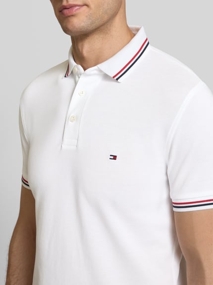 Tommy Hilfiger Slim Fit Poloshirt mit Logo-Stitching Weiss 3