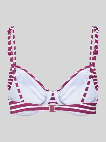 Produktfoto, Bikini-Oberteil im Allover-Look Modell 'Tadu' von VENICE BEACH in Weiß mit bordeauxroten Streifen, glatte Stretch-Textur