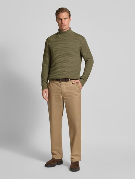 MCNEAL Rollkragenpullover mit gerippten Abschlüssen Oliv 1