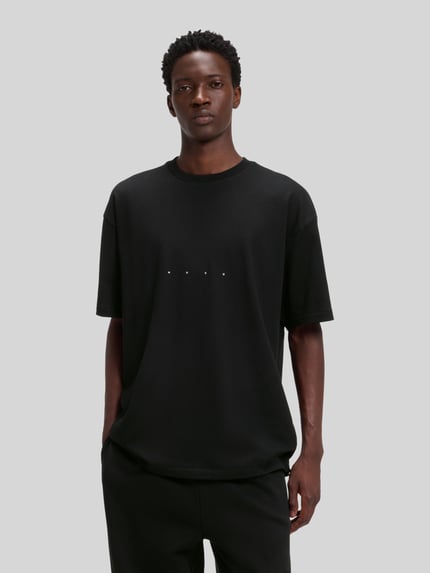 HUGO t-shirt o kroju oversized z czystej bawełny model 'Devrolo' Czarny 4