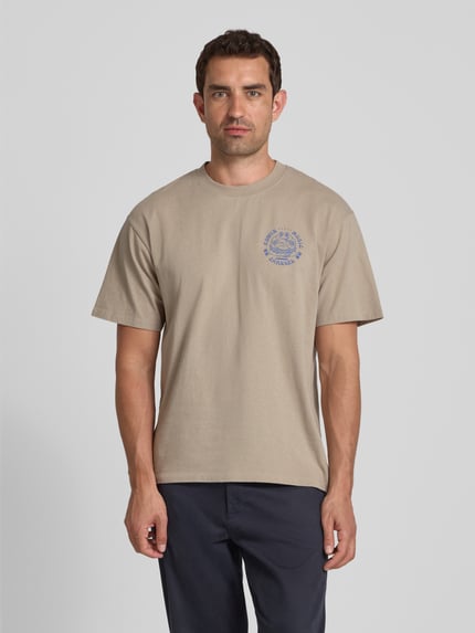 Edwin T-shirt met labelprint, model 'EDWIN MUSIC CHANNEL' Beige - 4