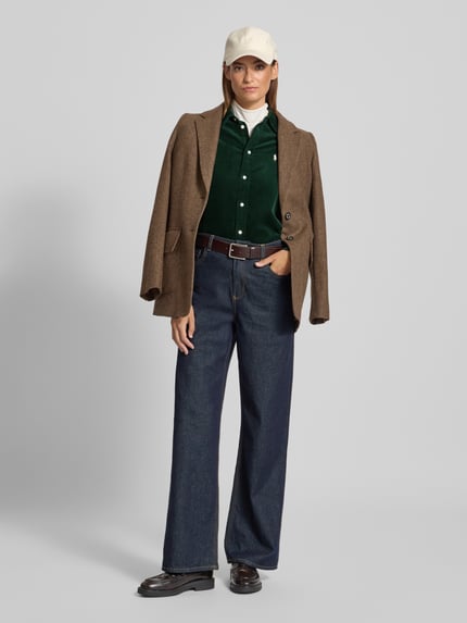 Polo Ralph Lauren Bluzka koszulowa o kroju regular fit z imitacji sztruksu model ‘Sport’ Ciemnozielony 1