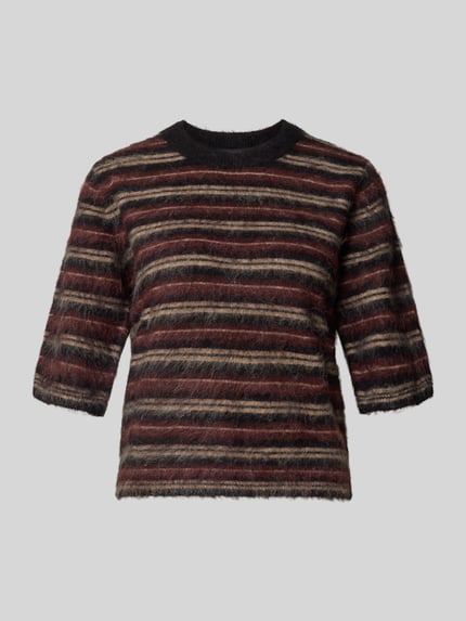 OPUS Slim Fit gebreide pullover met streepmotief Bordeaux - 2