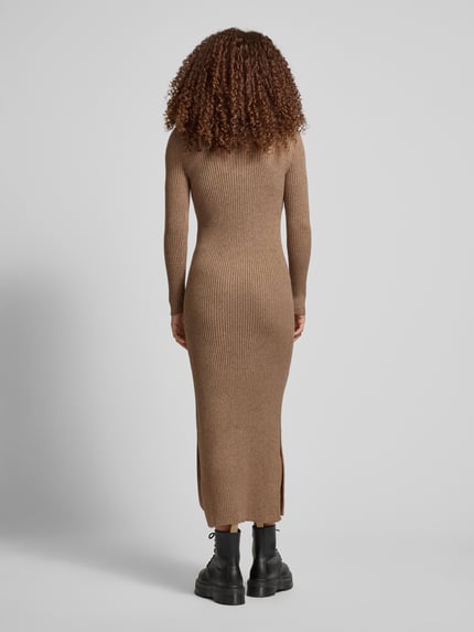 ONLY Gebreide maxi-jurk met boothals Hazelnoot gemêleerd - 5