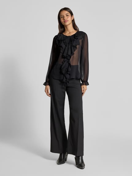 FREE/QUENT Regular fit blouse met ruches, model 'Ditte' Zwart - 1