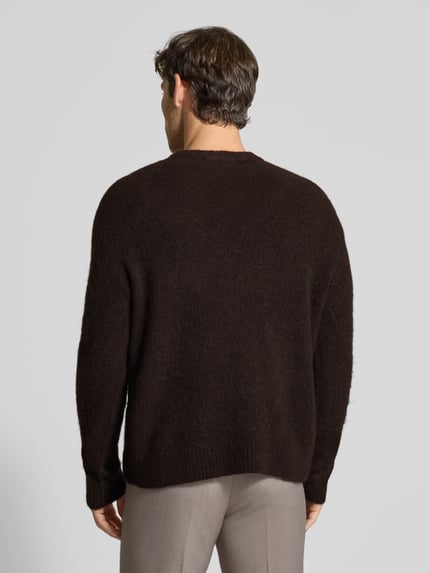 Selected Relaxed fit gebreide pullover met wol, model 'RAI BRUSHED' Middenbruin - 5