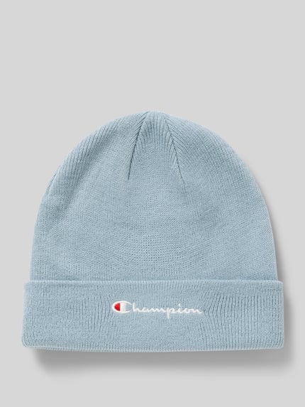 Champion Beanie mit breitem Umschlag und Logo-Stitching Eisblau 1