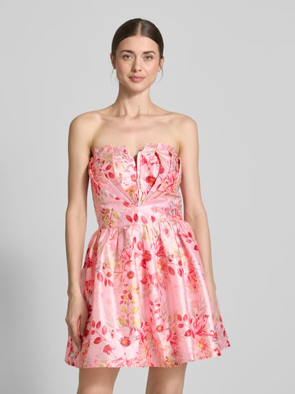 Lace & Beads Cocktailkleid mit Herz-Ausschnitt Pink 4