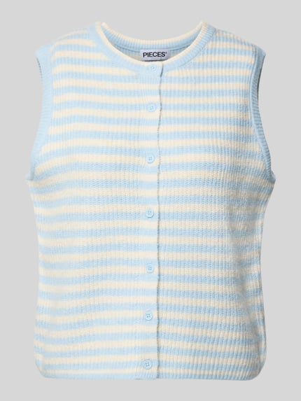 PIECES Regular Fit Strickweste mit Woll-Anteil Modell 'MALOU' Hellblau 2