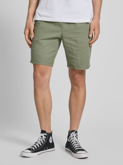 ONLY & SONS Korte broek van een mix van katoen en linnen, model 'LINUS' Groen - 4