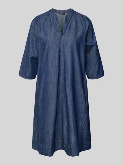 Produktfoto, Knielanges Jeanskleid mit V-Ausschnitt Modell 'Wonema' von OPUS aus Reine Baumwolle, A-Linie, dunkelblaue Denimstruktur