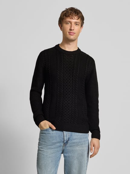 JACK & JONES Strickpullover mit gerippten Abschlüssen Modell 'PAUL' Black 4