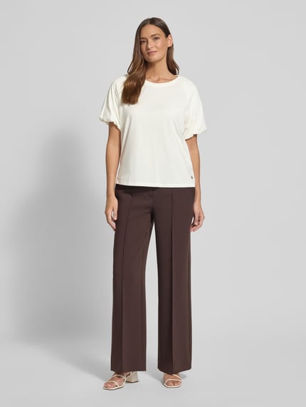 Fynch-Hatton Regular fit T-shirt met viscose Model 'Ruffel' Ecru - 1