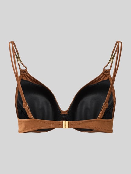 Productfoto, Bikini-Oberteil met verstelbare bandjes van Marie Jo, materiaal-mix met stretch, nauwsluitende fit, gewatteerde cups, bruin en zwart