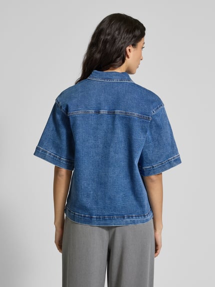 YAS Bluzka jeansowa o kroju regular fit z rękawem o dł. 1/2 model ‘DOLMA’ Jeansowy niebieski 5
