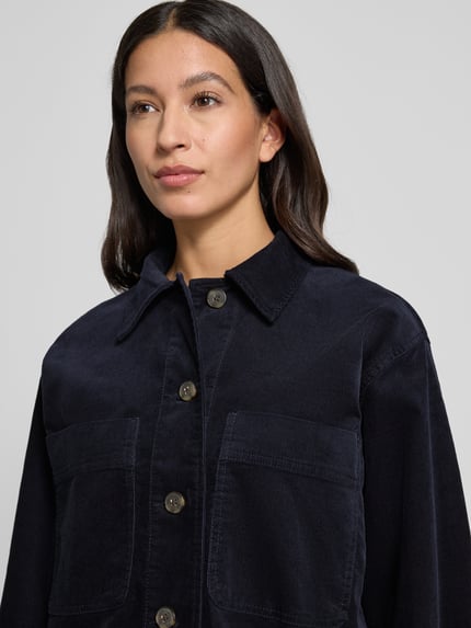 Tom Tailor Regular Fit Jeansjacke in Cord-Optik aus Baumwoll-Mix Dunkelblau 3