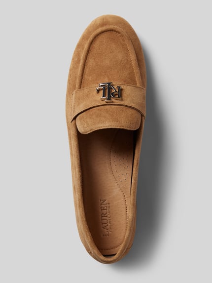 Lauren Ralph Lauren Leren loafers met labelapplicatie model 'AVERI III' Camel - 3