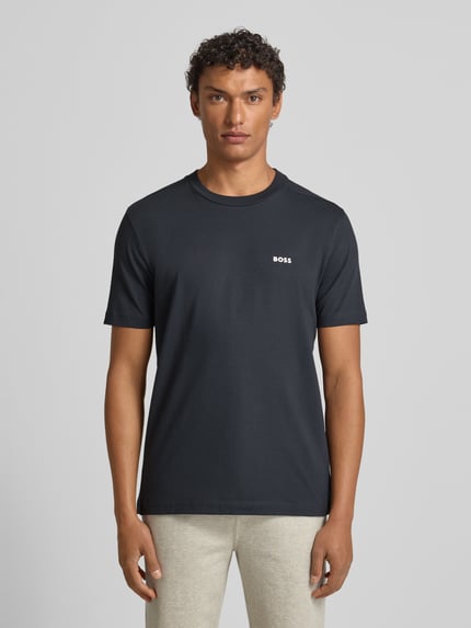 BOSS Green T-shirt met labelprint Marineblauw - 4