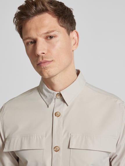 Colours & Sons Regular fit overhemdjack met paspelzakken op de borst Offwhite - 3