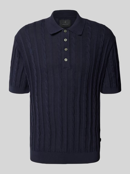 JACK & JONES Premium Koszulka polo z imitacji dzianiny model ‘MASON’ Ciemnoniebieski 2