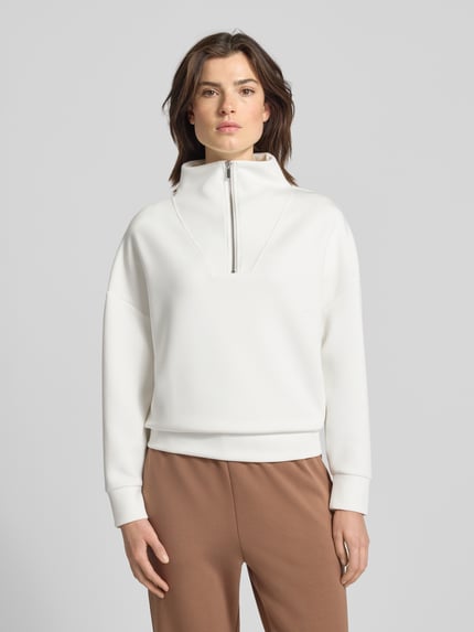 Fynch-Hatton Oversized Sweatshirt mit Troyer-Kragen Offwhite 4