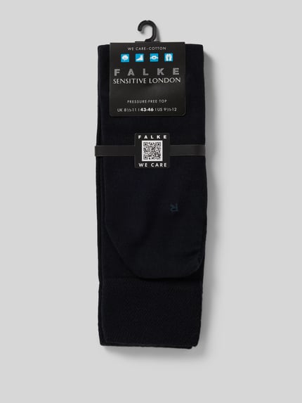 Produktfoto, Socken im unifarbenen Design Modell 'Sens. London' von Falke aus Baumwoll-Mix mit Stretch-Anteil, Label-Print, für Herren