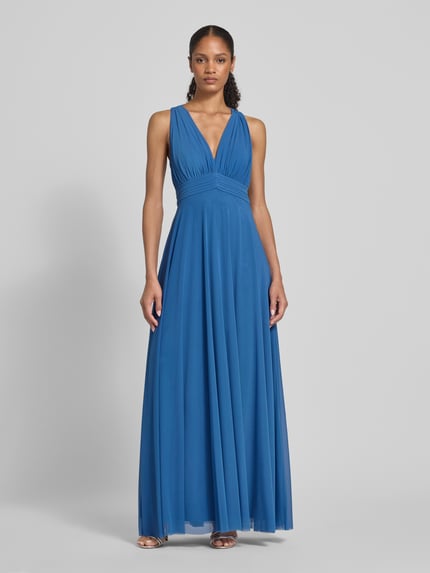 Jake*s Cocktail Abendkleid mit V-Ausschnitt und Raffungen Sky Melange 4