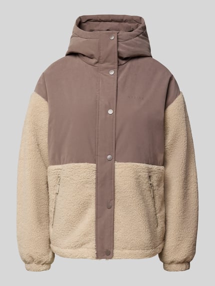 Mazine Regular fit jack met imitatiebont, model 'Blocking' Leem - 2