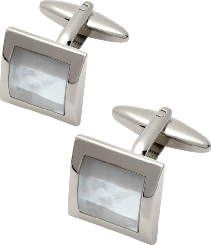 Lindenmann Manchetknopen met rand in parelmoerlook Beige - 4