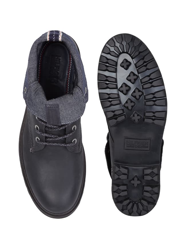 Tommy Jeans Lederboots mit Kontrastumschlag (black) online kaufen 