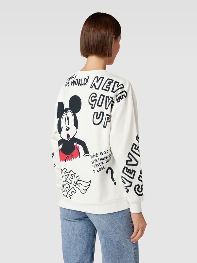 Frogbox Sweatshirt mit Allover-Prints Modell 'Mickey' (weiss