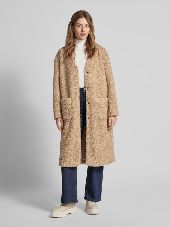 Milano Italy Mantel aus Teddyfell mit Eingrifftaschen (camel