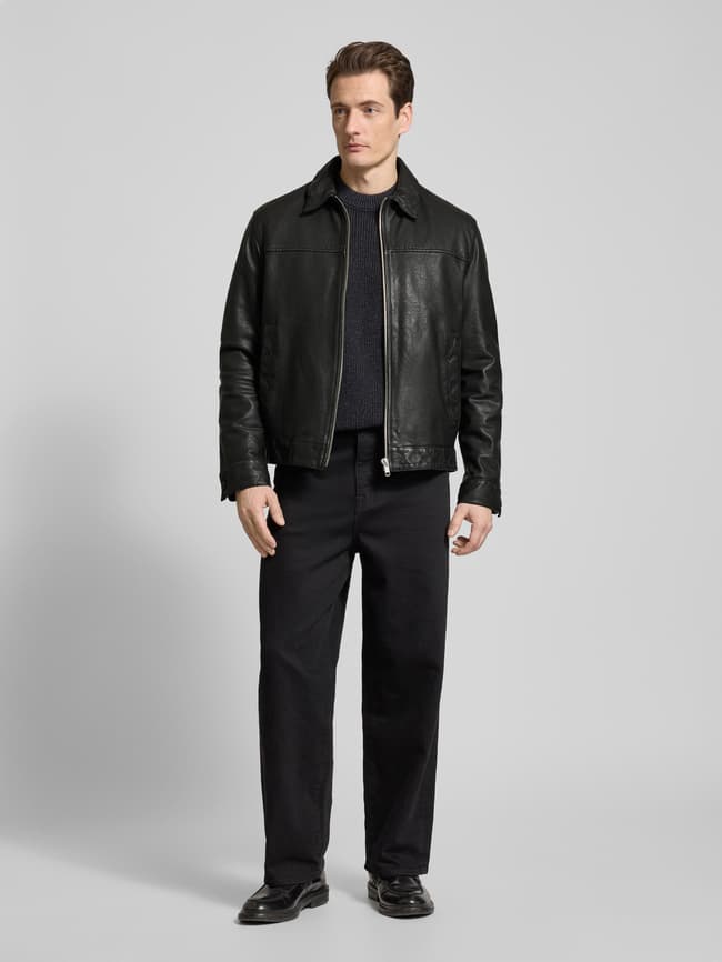 Drykorn Lederjacke Mit Lammfellkragen Beige Lammfelljacke