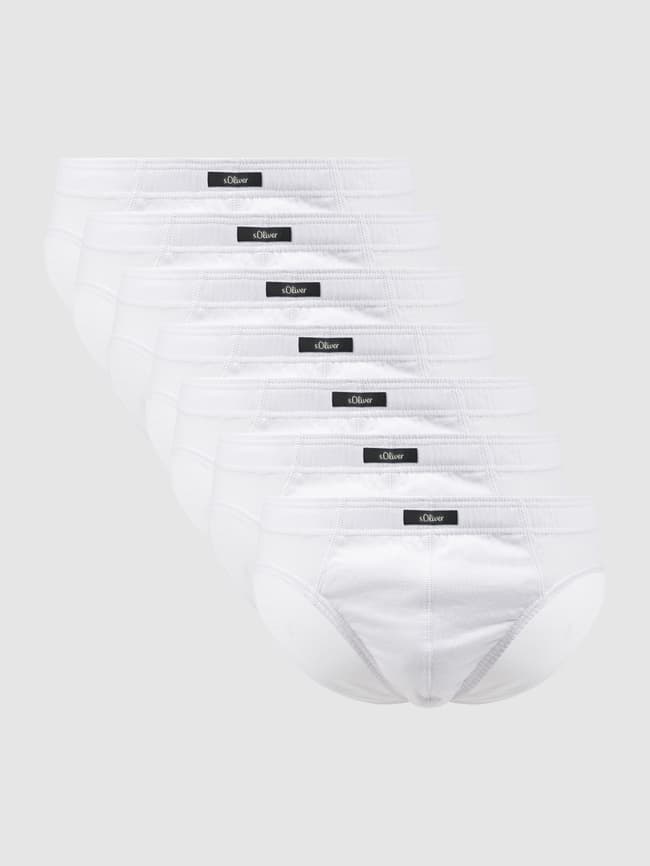 S.Oliver RED Label – Confezione Da 7 Slip Uomo In Cotone Elasticizzato, Tinta Unita, Vita Comoda