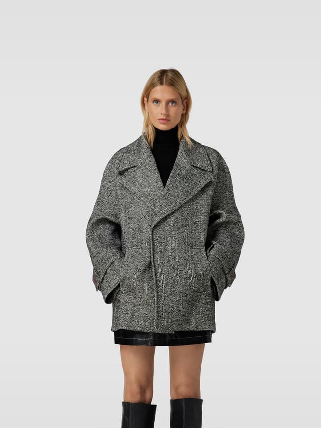 Victoria Beckham Wollmantel mit Fischgrat-Dessin (black) online kaufen